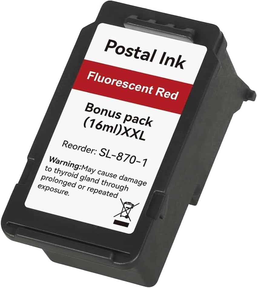 High Capacity SL-870-1 XXL Red Ink Cartridge Compatible SL8701 XXL Fluorescent Red Replacement for The PB New SendPro Mailstation (CSD1) Postage Meter (2pack) (16ml*2)