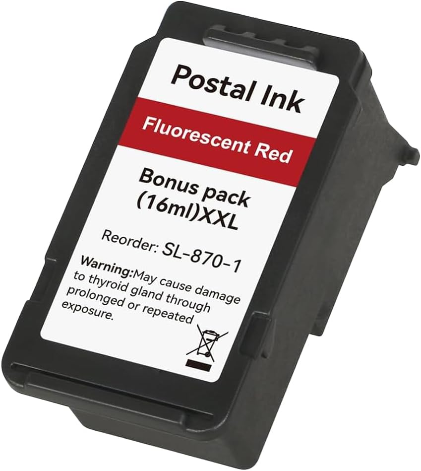 High Capacity SL-870-1 XXL Red Ink Cartridge Compatible SL870-1 SL8701 XXL Fluorescent Red Ink Replacement for The PB New SendPro Mailstation Postage Meter (CSD1) Machine (4pack) (16ml*4)