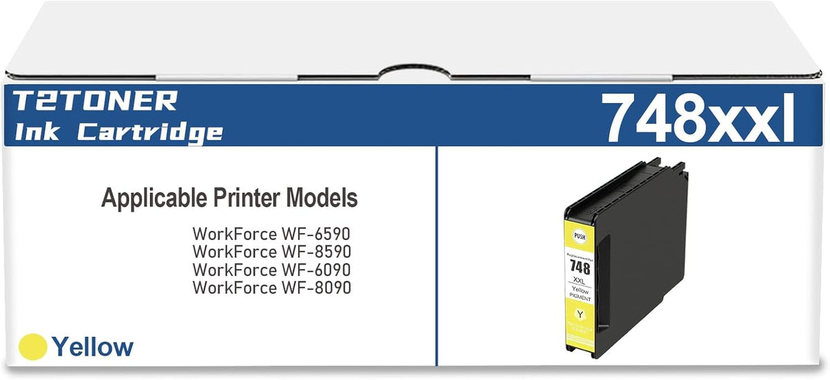 748XXL Ink Cartridge Remanufactured 748 T748 748XXL T748XXL High Capacity (T748XXL420) Replacement for Workforce Pro WF-6590, WF-8590, WF-6090, WF-8090(Yellow)