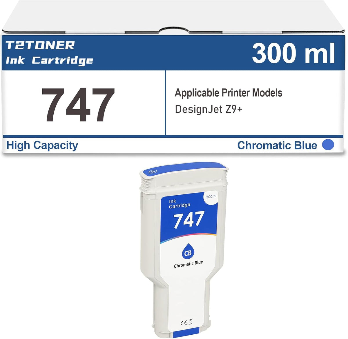 747 Chromatic Blue 300-ml Genuine Replacement for HP 747 Ink Cartridge for DesignJet Z9+ Large Format Printers(P2V85A)