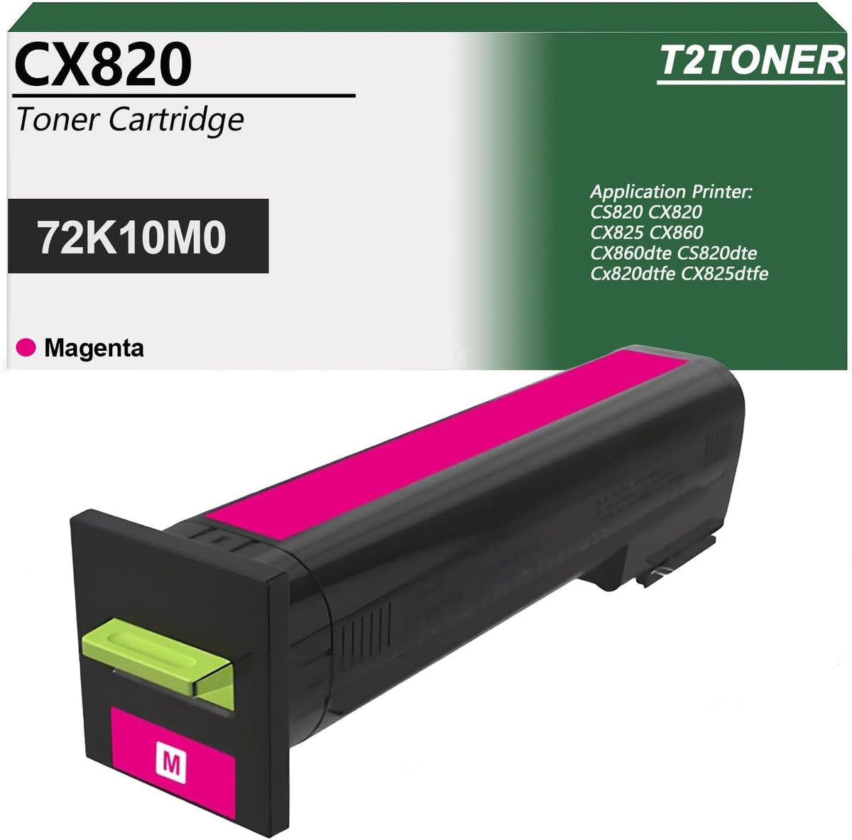 CX820 CX825 Toner Cartridge Remanufactured 72K10M0 Replacement for CS820 CX820 CX825 CX860 CX820dtfe CX825dtfe CX860dte CS820dte Printer (Magenta)