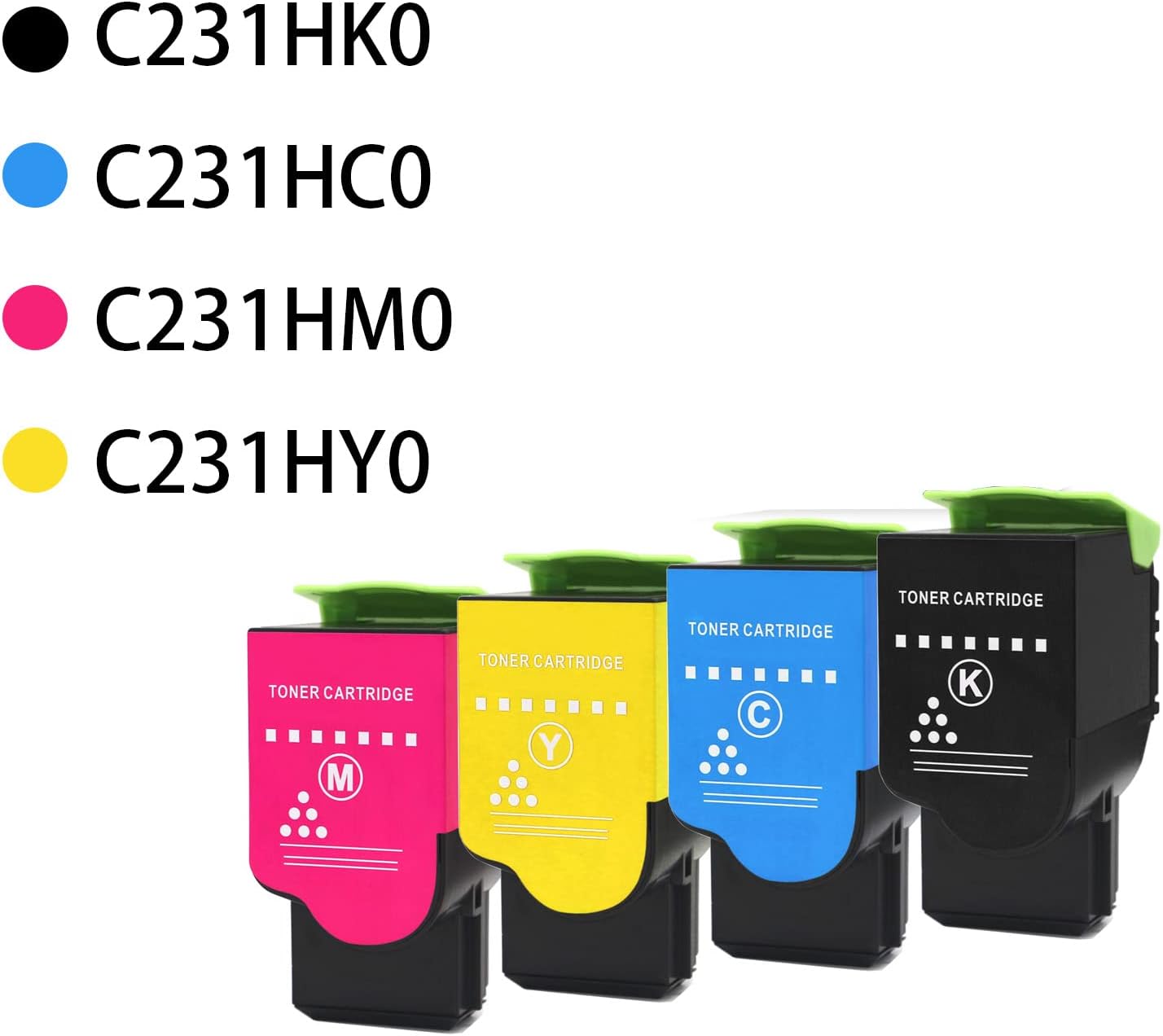 High Yield C2325 Toner Cartridges C231 Remanufactured C231HK0 C231HC0 C231HM0 C231HY0 Replacement for C2325 C2425 C2535 MC2325 MC2425 MC2535 MC2640 Printer(4-Pack)