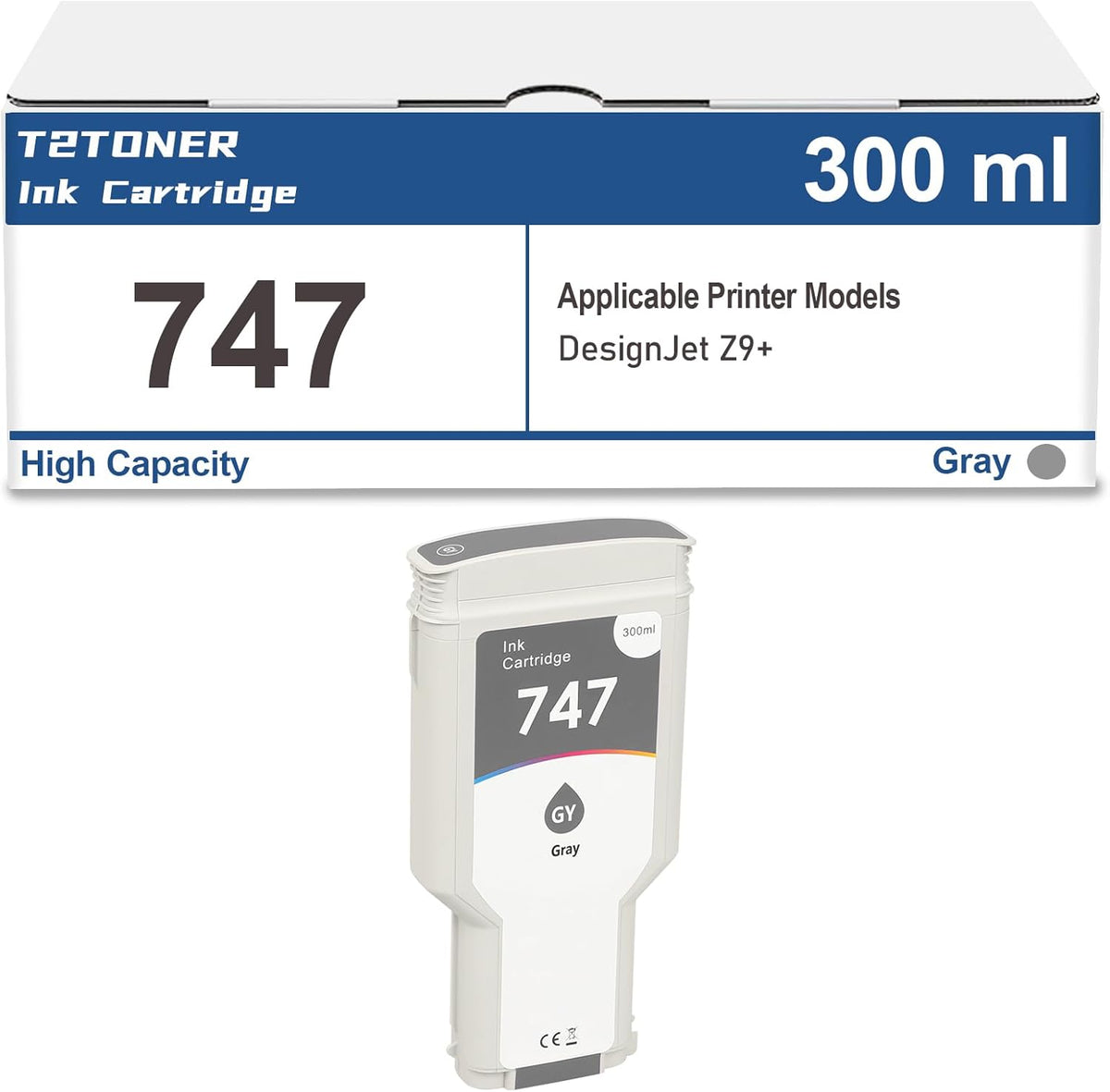 747 Chromatic Gray 300-ml Genuine Replacement for 747 Ink Cartridge for DesignJet Z9+ Large Format Printers(P2V86A) （300ml）