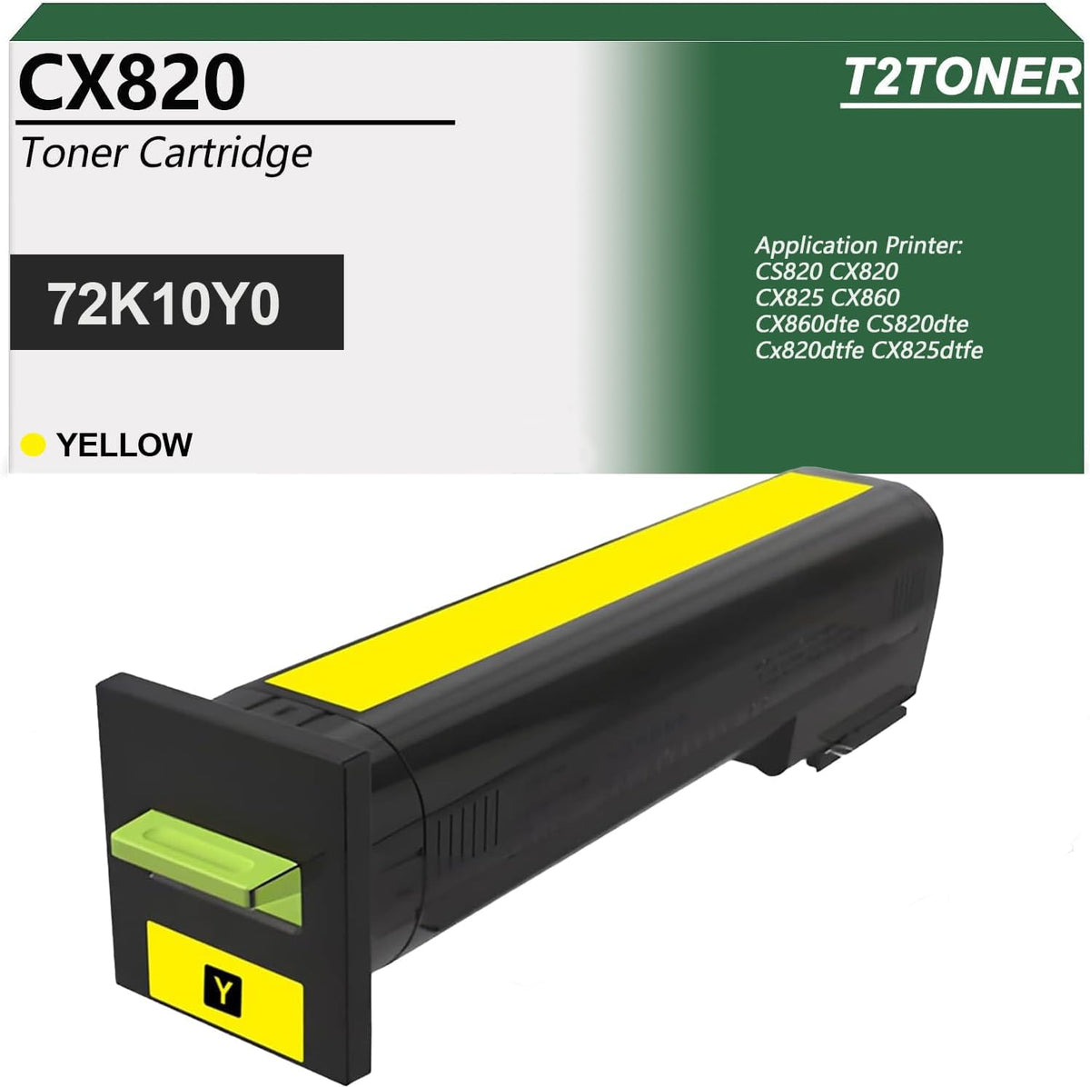 CX820 CX825 Toner Cartridge Remanufactured 72K10Y0 Replacement for CS820 CX820 CX825 CX860 CX820dtfe CX825dtfe CX860dte CS820dte Printer (Yellow)