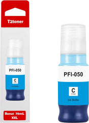 PFI-050 PFI050 Cyan Ink Tank Remanufactured PFI-050C 5699C001 Pigment Ink Tank 70ML Replacement for imagePROGRAF TC-20 TC-20M Printer Ink Bottle.(1-Pack)