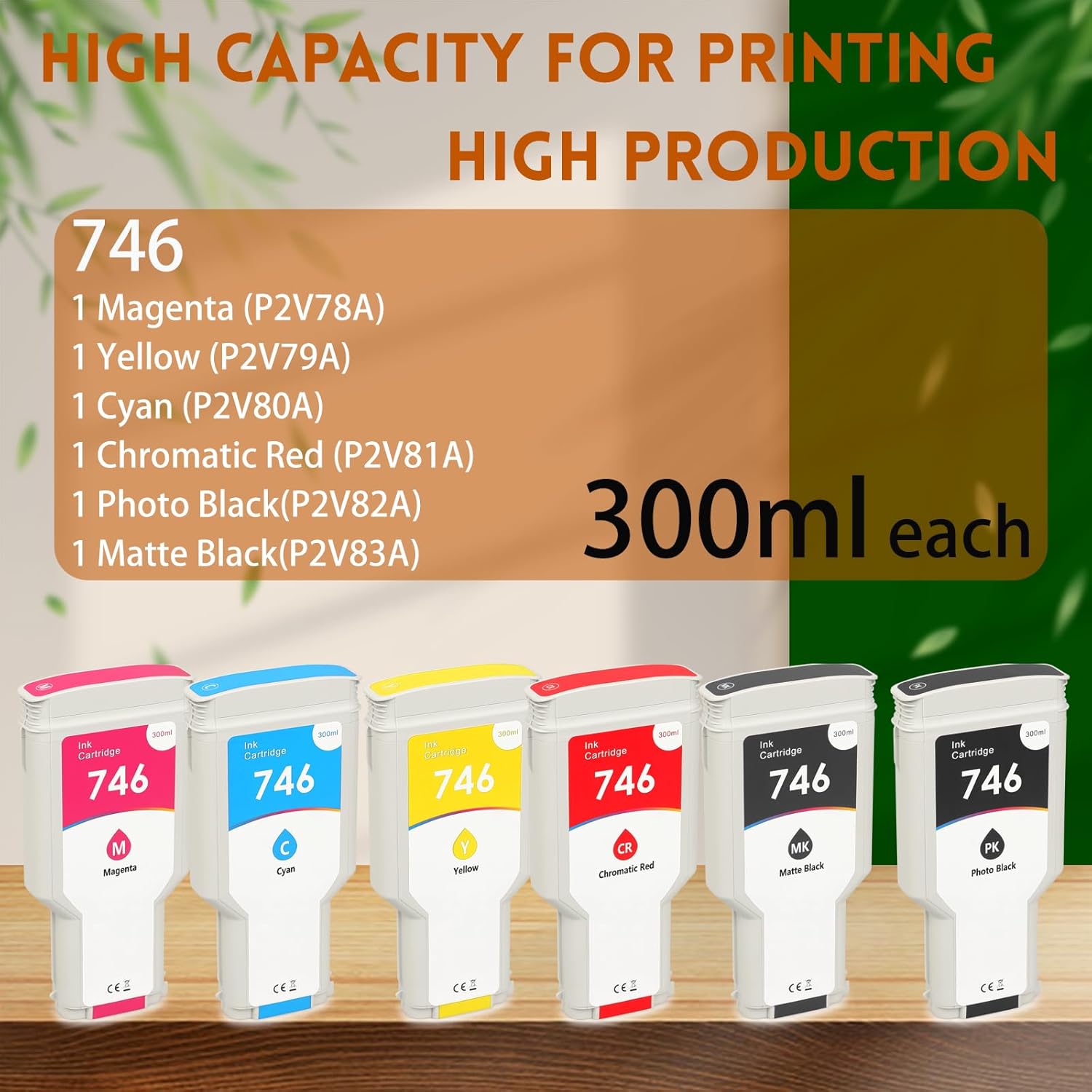 746 Cyan 300-ml Ink Cartridges(P2V80A) Compatible Ink Cartridge Replacement for 746 Ink Z6 & Z9+ Large Format Plotter Printer (1-Pack)