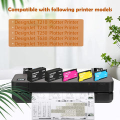 712XL Ink Cartridges Remanufactured 5PK 712 Ink Cartridge 80ml Replacement for DesignJet T650 T630 T250 T230 T210 Studio Plotter Printer