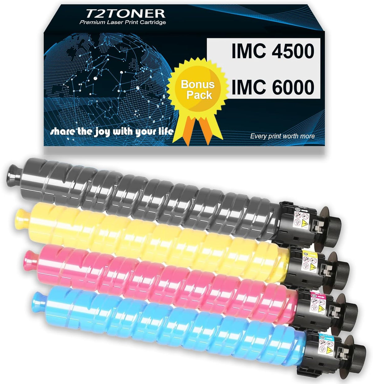 IMC4500 IMC6000 Toner Cartridge Remanufactured 842279 842280 842281 842282 Toner Cartridge Replacement for Lanier Savin IM C6000 IM C4500 Printer(4-Pack)