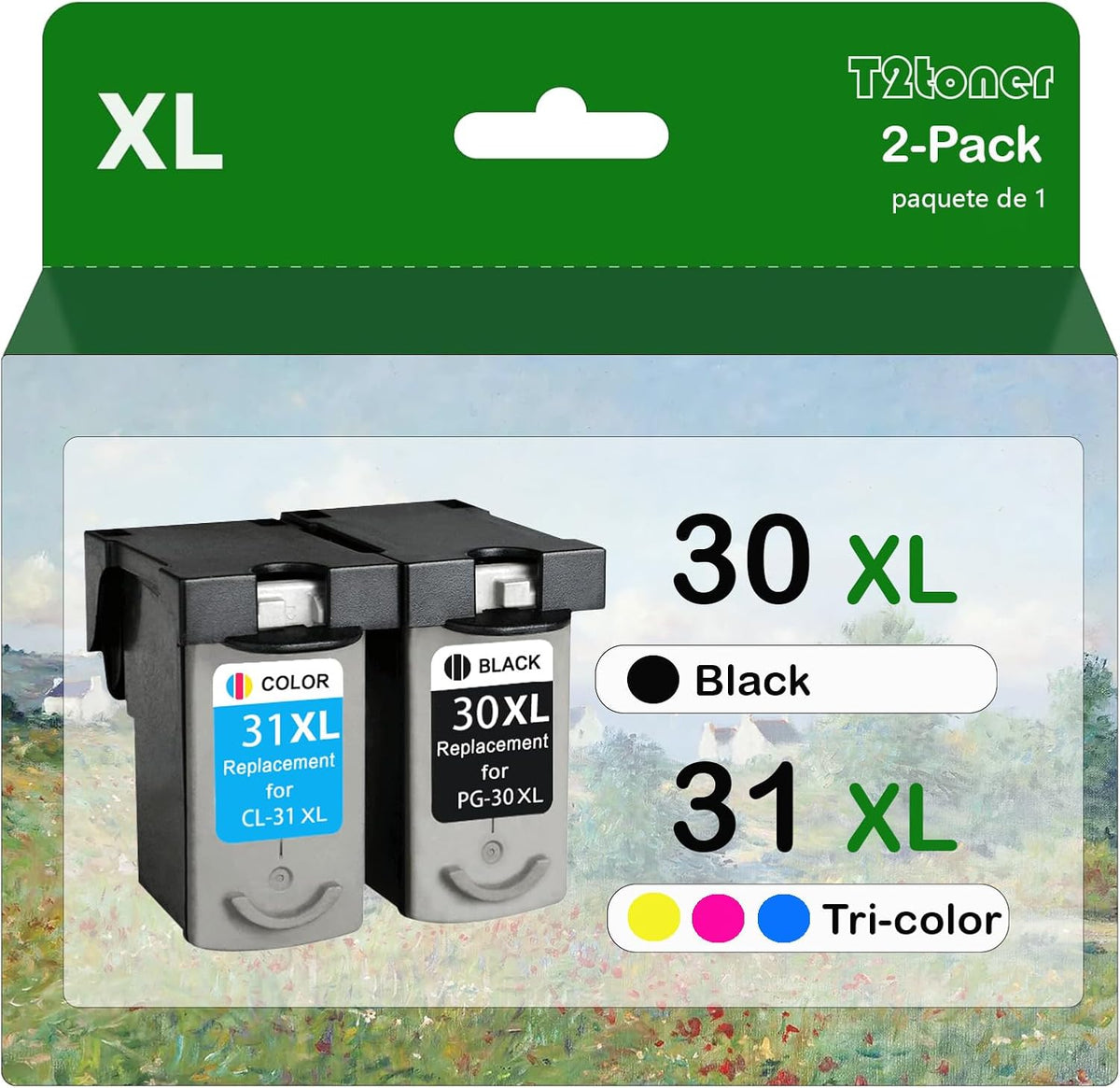 PG30xl CL31xl Ink Cartridges High Yield PG30 CL31 Replacement for PIXMA iP1800 iP1900 iP2600 MP140 MP190 MP210 MP470 MX300 MX310 Printer