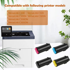 C500 C505 Toner Cartridges High Capacity Remanufactured 106R03866 106R03867 106R03868 106R03869 Replacement for VersaLink C500 C505 C500N C505N C500DN C505DN Printer(12,100 & 9,000 Pages)