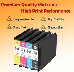 748XXL Ink Cartridge Remanufactured 748 T748 748XXL T748XXL High Capacity (T748XXL220) Replacement for Workforce Pro WF-6590, WF-8590, WF-6090, WF-8090(Cyan)