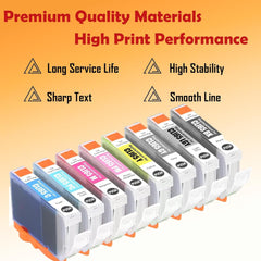 CLI-65 Remanufactured CLI65 Ink Cartridge for PIXMA PRO-200 Professional Photographic Inkjet Printer 8 Packs