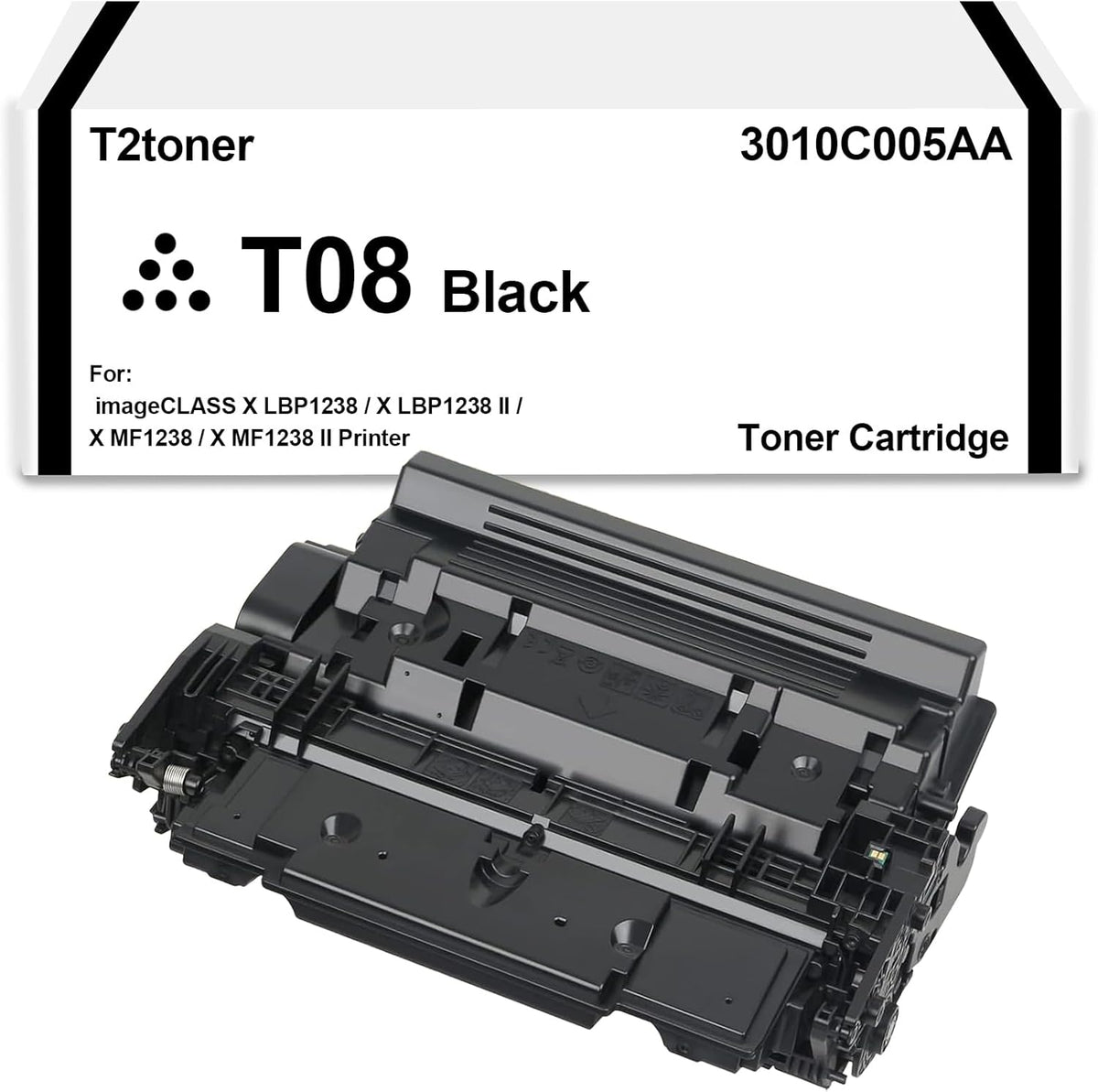 T08 Toner Cartridge Remanufactured T 08 Black Toner Cartridge [with New Chip] 3010C005AA Replacement for ImageCLASS LBP1238 LBP1238II MF1238 MF1238II Printer