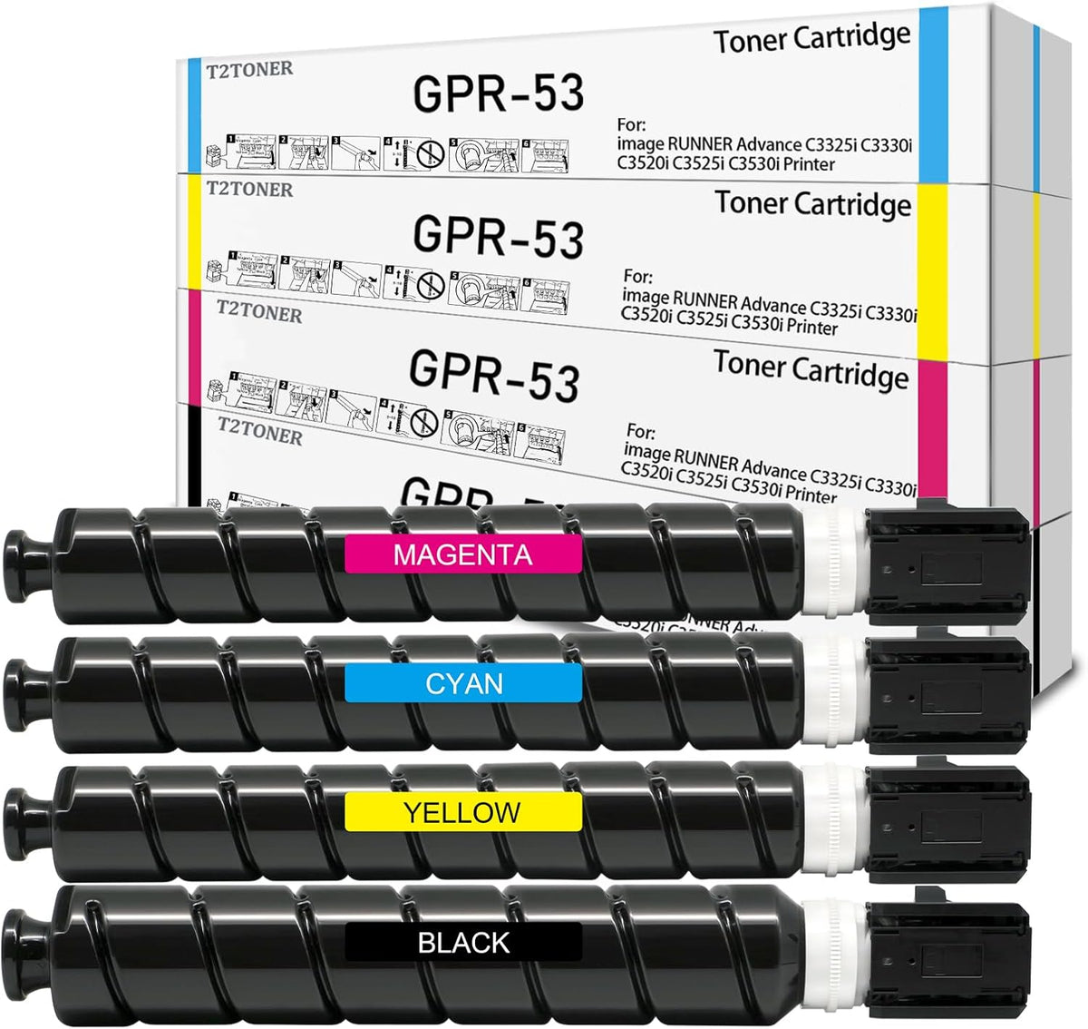 GPR-53 Toner Cartridge Remanufactured GPR53 Toner Cartridges 8524B003 8525B003 8526B003 8527B003 Replacement for imageRUNNER Advance C3325 C3330 C3525 C3530 DX C3730 Printer(4-Pack)