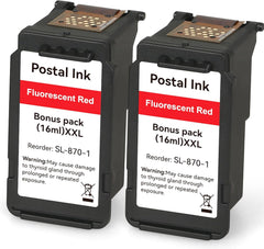 High Capacity SL-870-1 XXL Red Ink Cartridge Compatible SL8701 XXL Fluorescent Red Replacement for The PB New SendPro Mailstation (CSD1) Postage Meter (2pack) (16ml*2)