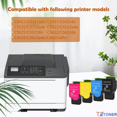 78C1X High Yield Toner Cartridge Remanufactured 78C1XK0 78C1XC0 78C1XM0 78C1XY0 Replacement for CS421 CS521 CS622 CX522 CX421 CX622 CX625 CS622de CS521dn CS421dn CX421adn Printer.(4-Pack)